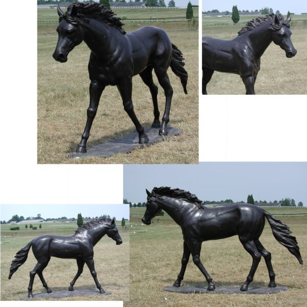 Life Size Bronze Horse Statue Standing with a black patina finish